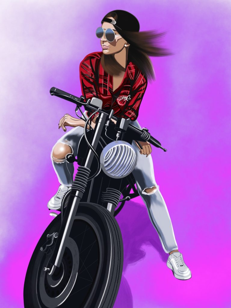 moto- femme-vitesse
