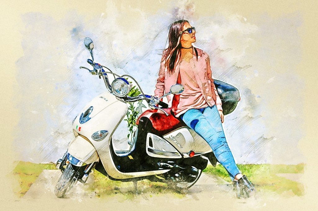 femme- scooter- moto